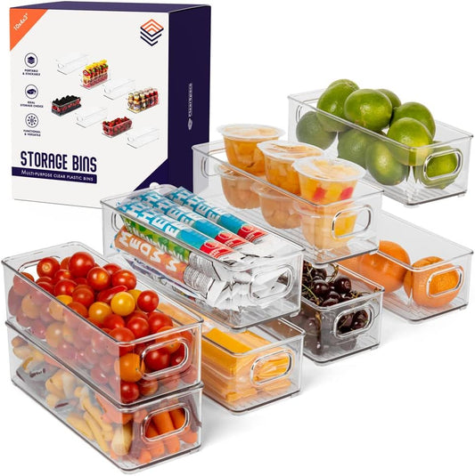 ClearSpace Plastic Pantry Organization and Food Storage Bin – Great Kitchen Organization and Kitchen Storage – Fridge Organizer Bins– 8 Pack