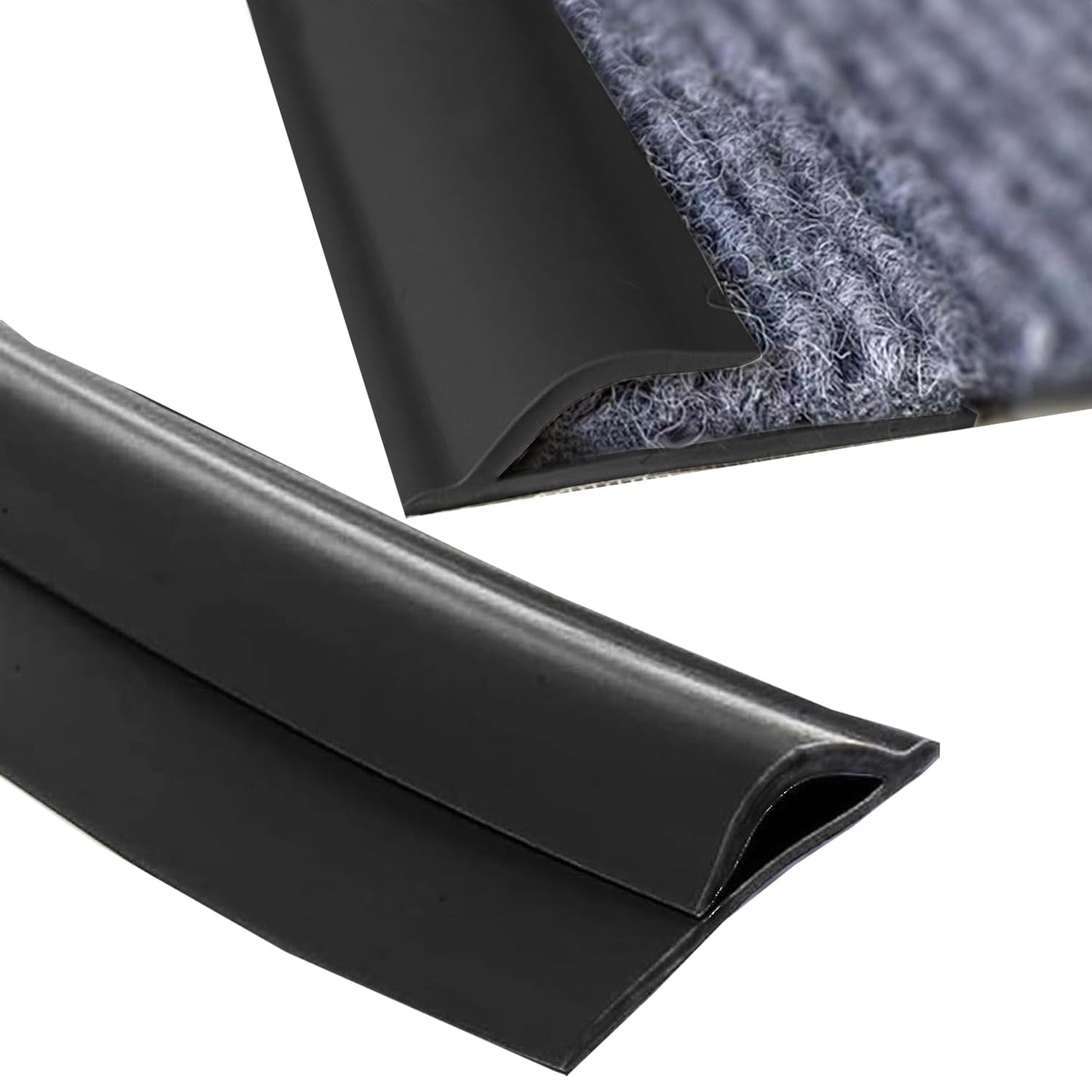 Self Adhesive Carpet Transition Strip with Edge Trim, Designed for Seamless Transitions from Carpet to Tile or Vinyl Floors, Perfect for Doorways.(Black,40ft)