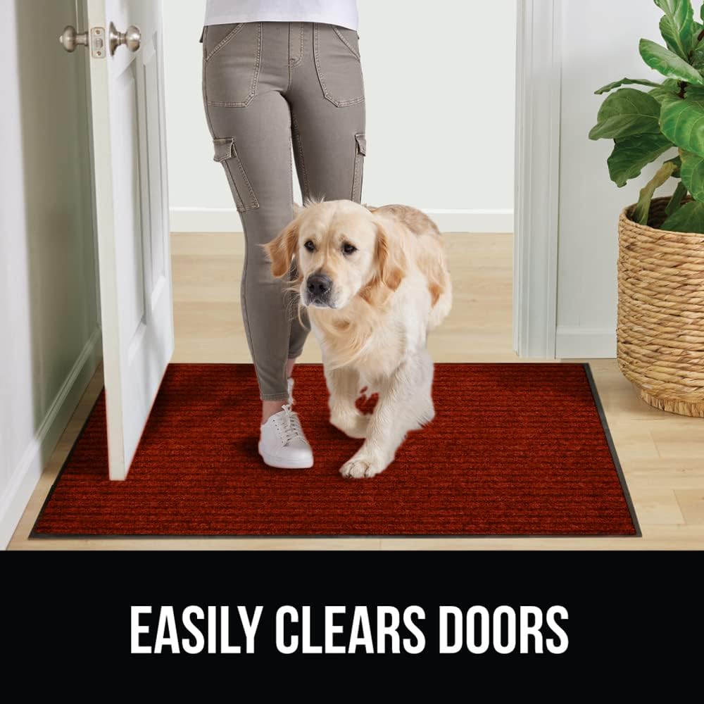 GORILLA GRIP Traffic Guard Door Mat, 2 Pack, Heavy Duty Waterproof Doormat, Commercial Office Space Welcome Mats, Stain and Fade Resistant, Low Profile, Strong Rubber Backing, 35x23, Red