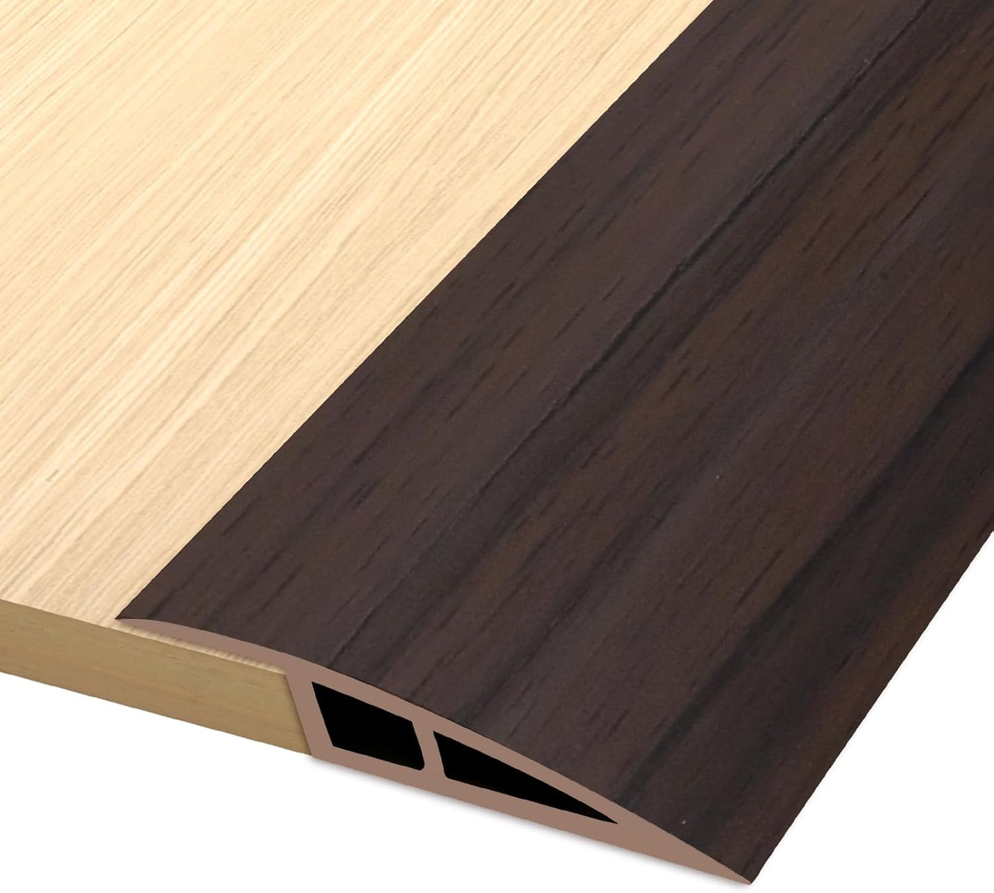 Vinyl Door Threshold Flooring Transition Strip Self Adhesive Carpet Edging Strip for Laminate Doorway Edge Threshold from 2/5" to 3/5" (Brown Wood Grain, 6.6 Ft)