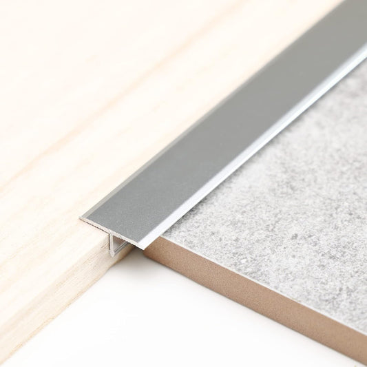 3Pcs Aluminum T Molding Trim & Floor Transition Strips, Flat Divider Strip for Door Threshold and Joining Flooring Gaps of Laminate Planks Tile (2.9Ft x 0.8In, Matte Silver)