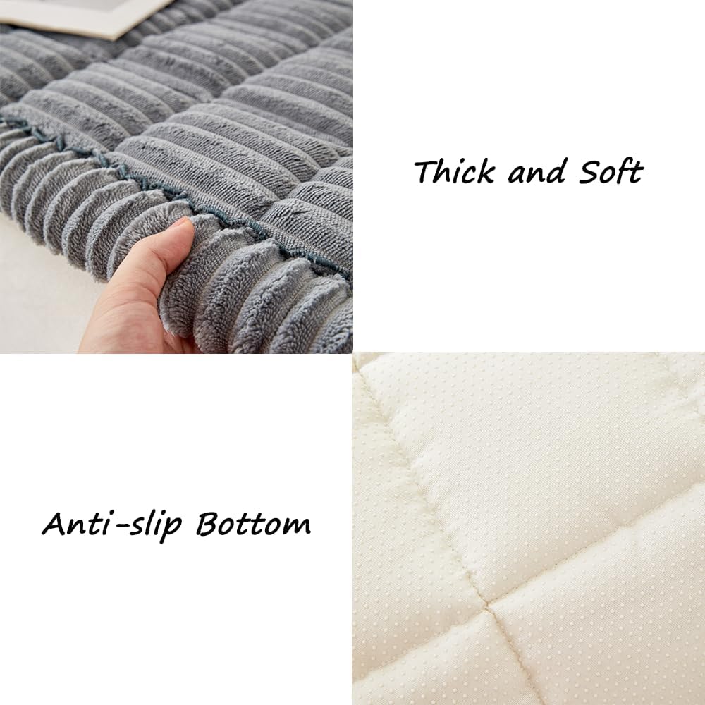 Couch Cover for Dogs Washable, Fuzzy Pet Couch Covers for 3 Cushion Sofa Pet Friendly, Non Slip Sofa Cover (Blue-Grey, 27.6" x 82.7"/70 x 210cm)