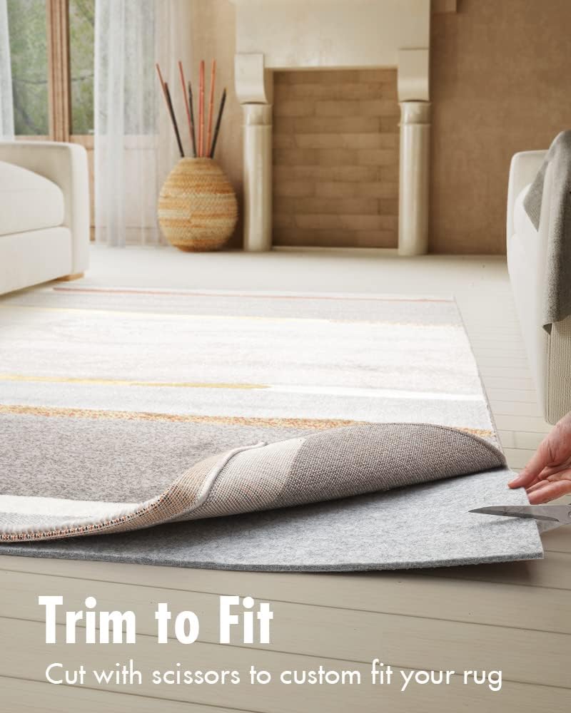 Double-Sided Non Slip Rug Pad Gripper - 7x9 Feet 1/4” Thick Dual Surface Felt Under Rug for Area Rugs and Hardwood Floors,Super Cushioned Non Skid Carpet Padding