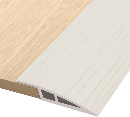 Vinyl Door Threshold Flooring Transition Strip Self Adhesive Carpet Edging Strip for Laminate Doorway Edge Threshold from 1/5" to 2/5" (Beige Wood Grain, 3.3 Ft)