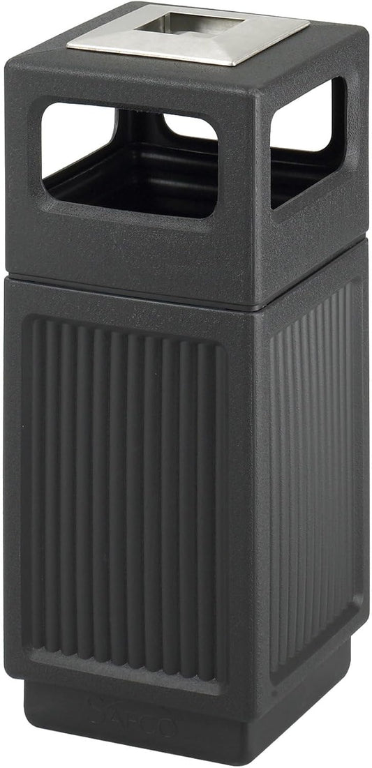 Safco Canmeleon Trash Can, 30 Gallons, Indoor and Outdoor Use, Durable & Weather-Resistant Commercial Garbage Can with Ashtray, Black