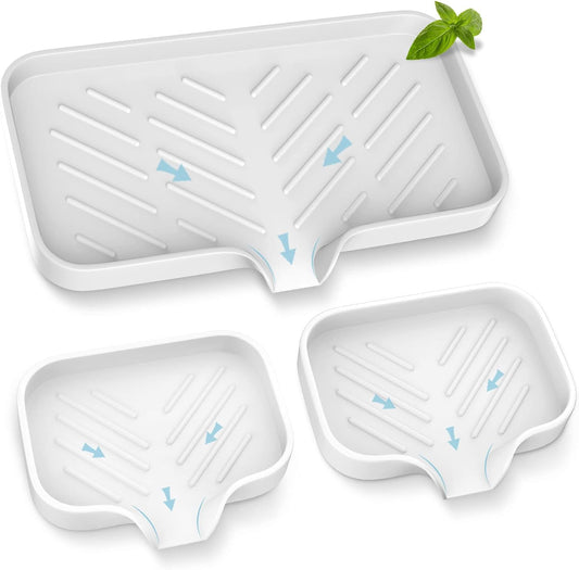 Kitchen Soap Tray,Kitchen Sink Tray Sponge Tray Kitchen Sponge Holder Self Draining Premium Silicone Soap Holder for Bathroom Kitchen Counter Sink Caddy Organizer for Dish Soap Bottle,Soap Dispenser
