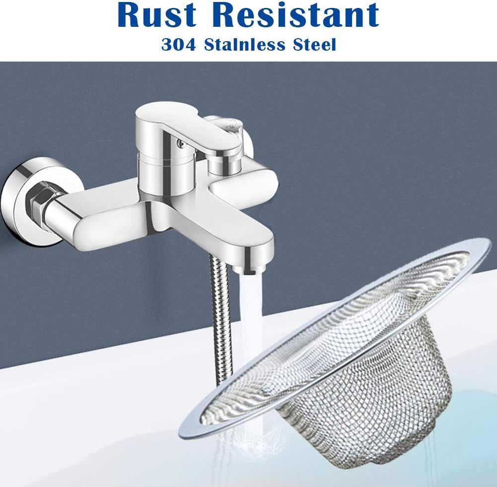 2 Pcs Heavy Duty Stainless Steel Slop Basket Filter Trap, 4.41" Top / 2.44" Mesh Metal Sink Strainer, Perfect for Kitchen Sink/Bathroom Bathtub RV Wash Basin Floor Drain Balcony Drain Hole