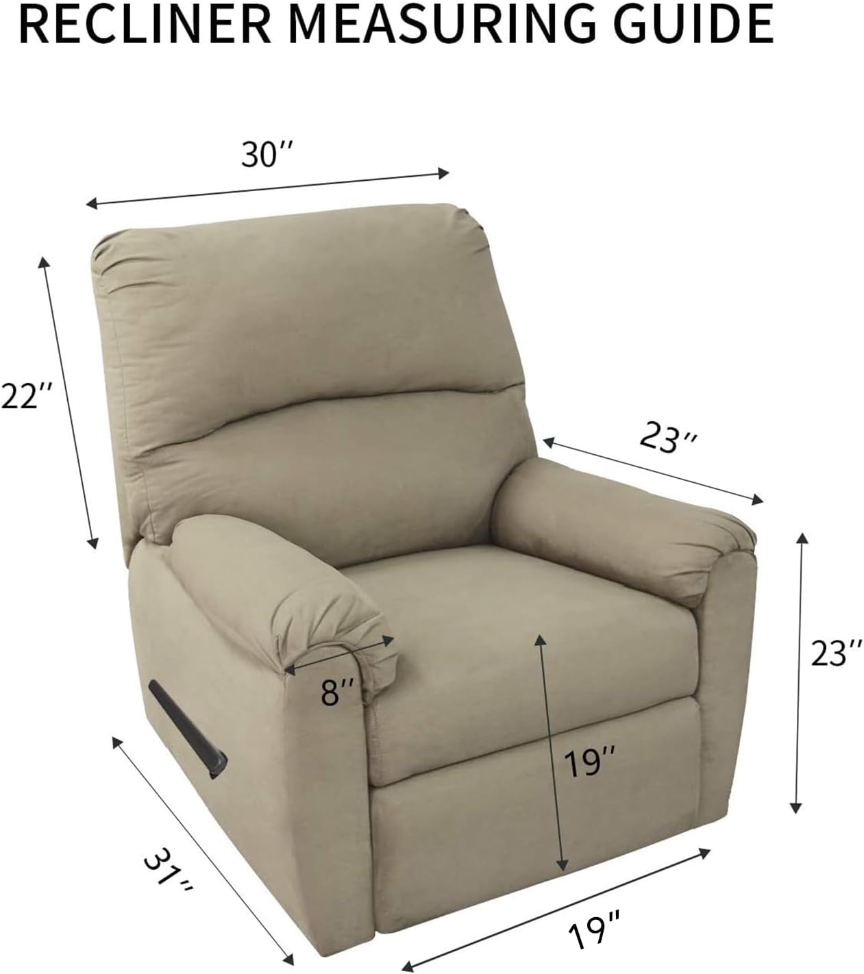 PureFit Reversible Quilted Sofa Cover, Water Resistant Slipcover Furniture Protector, Washable Couch Cover with Non Slip and Elastic Straps for Kids, Dogs, Pets (Small Recliner, Chocolate/Beige)