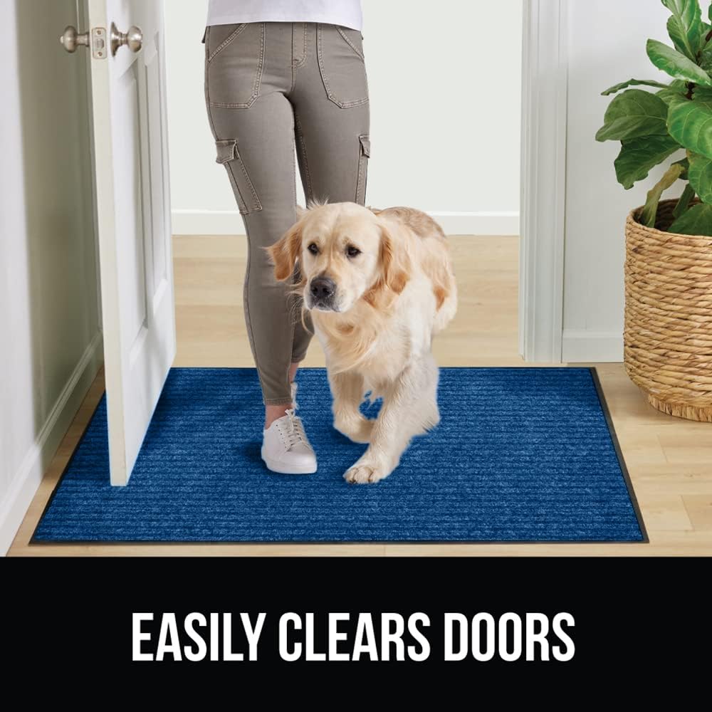 GORILLA GRIP Traffic Guard Door Mat, 2 Pack, Heavy Duty Waterproof Doormat, Commercial Office Space Welcome Mats, Stain and Fade Resistant, Low Profile, Strong Rubber Backing, 29x17, Blue