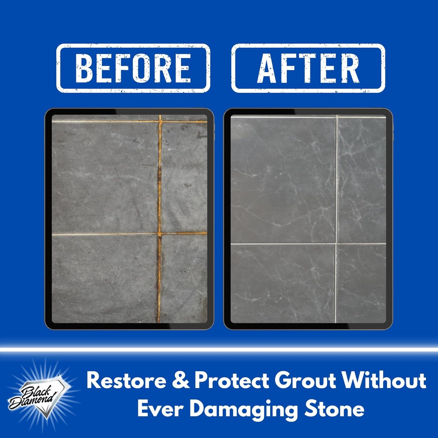 Black Diamond Ultimate Grout Cleaner: Best Cleaner for Tile,Ceramic,Porcelain, Marble Acid-Free Safe Deep Cleaner & Stain Remover for Even The Dirtiest Grout (1-Quart)
