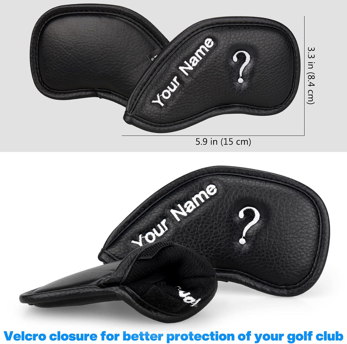CRAFTSMAN GOLF 12pcs or 1pc Thick Synthetic Leather Golf Iron Head Covers Set Headcover Fit All Brands Callaway Ping Taylormade Cobra Etc. Also Custom Name