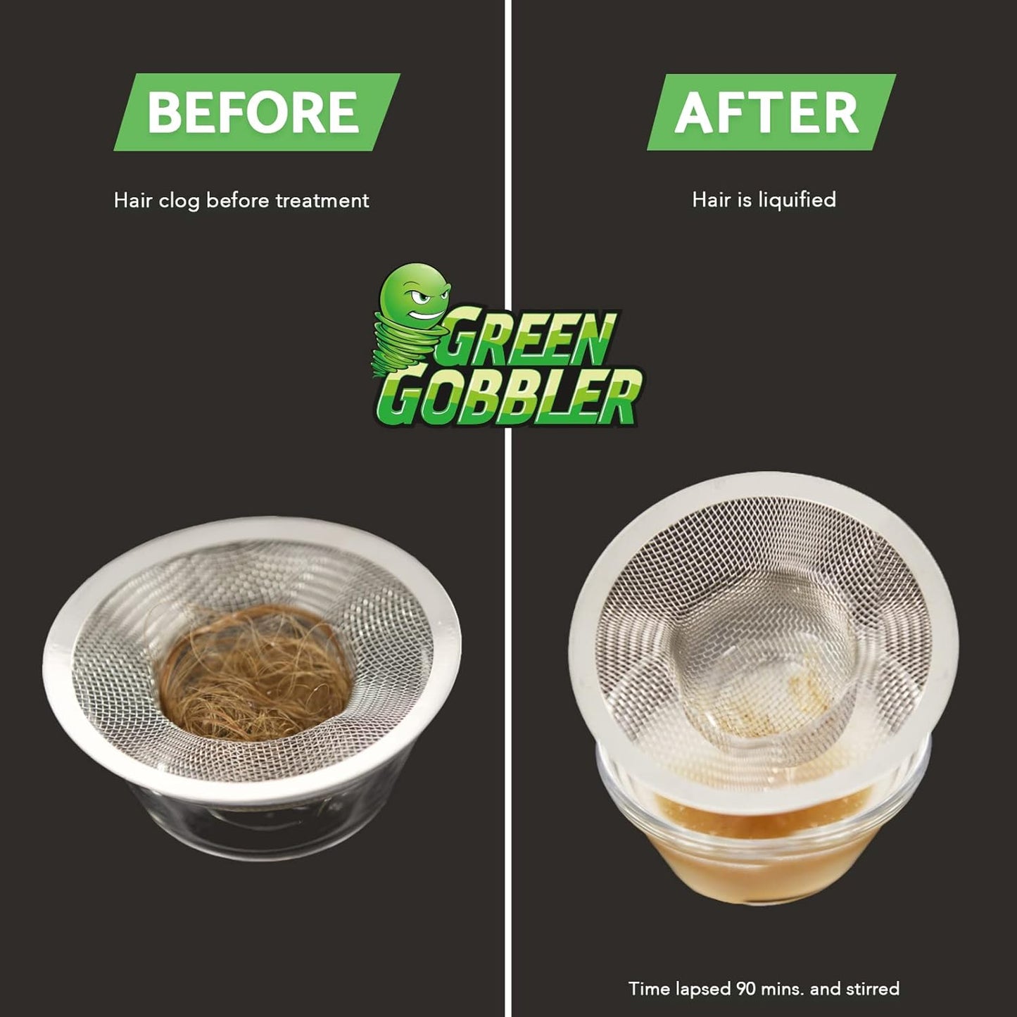 Green Gobbler Liquid Hair Drain Clog Remover, For Toilets, Sinks, Tubs - Septic Safe, 2 Pack + 5 Hair Snake Tools