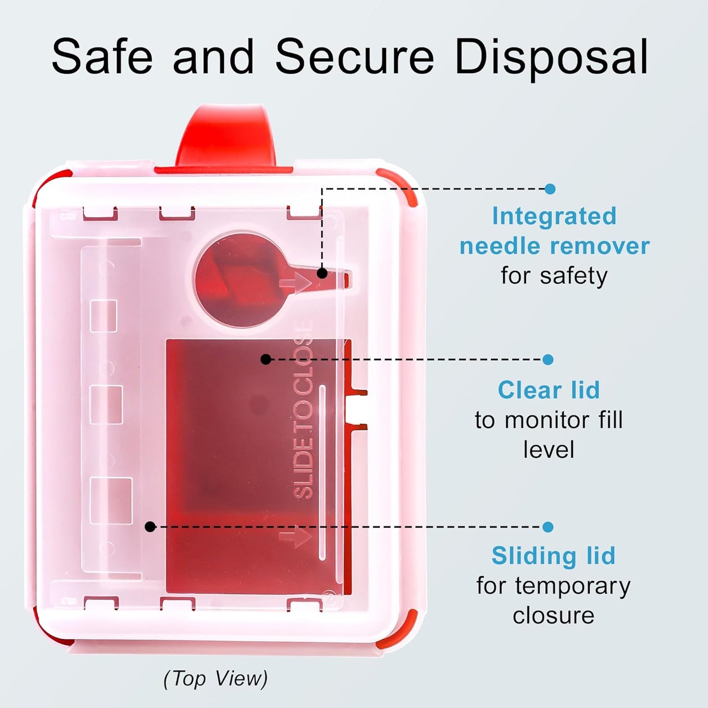 Sharps Container Large - Sharps Containers for Home Use and Labs - Portable Needle Disposal and Travel Size Biohazard Bin - 1 Quart (Pack of 5)