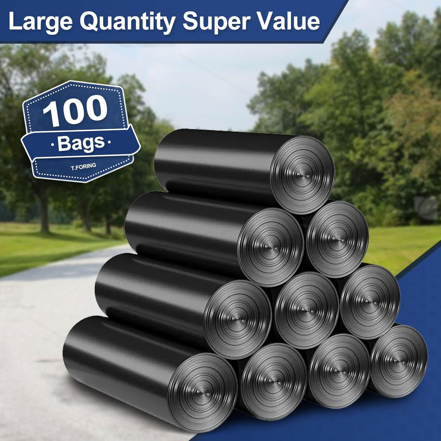Large 40-45 Gallon Trash Bags Heavy Duty - 1.6 Mil Thick,39''x47'' Strong Black Garbage Bags Unscented 100 Count Trash Can Liners for Construction Industrial Yard Outdoor Commercial
