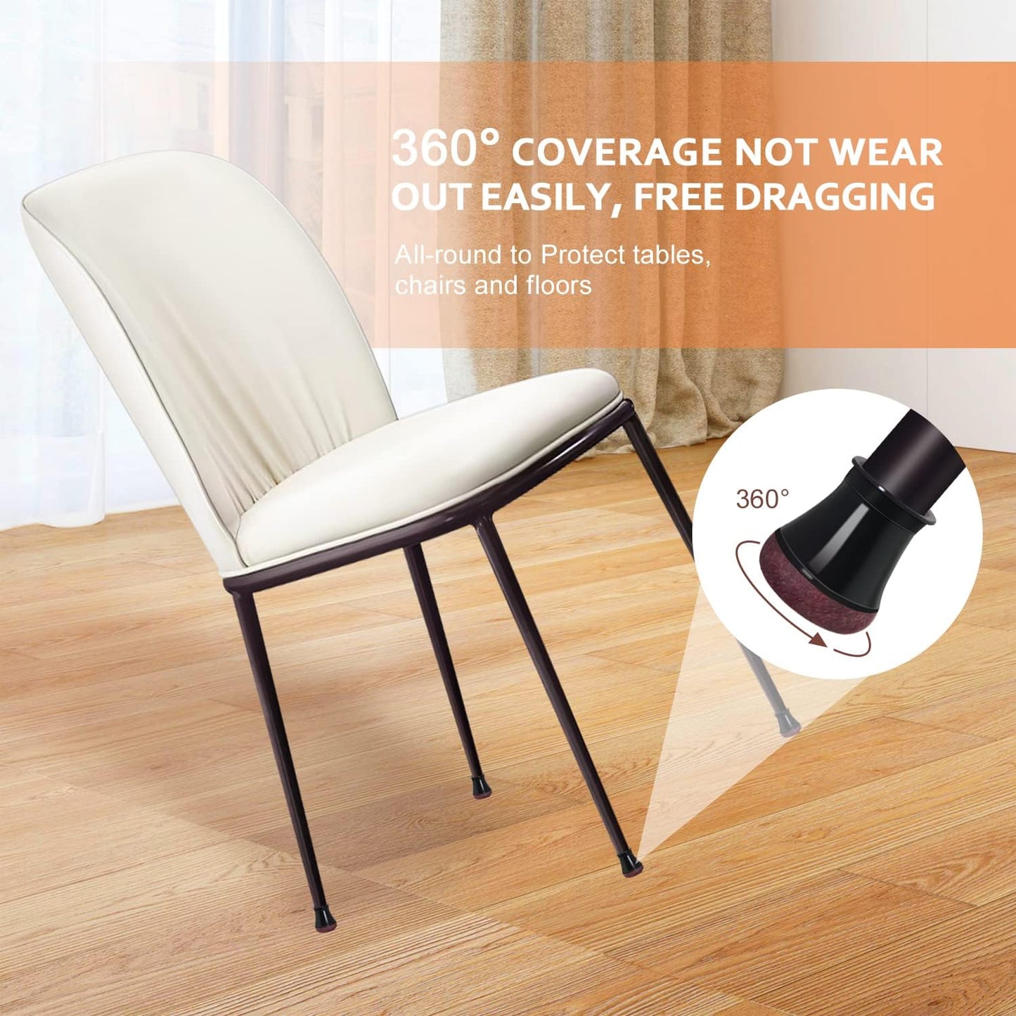 YOZON Small Chair Leg Floor Protectors for Hardwood Floors 32 Pack Felt Furniture Pads Silicone Caps Anti-Scratch Reduce Noise Black Round Small Fit 1/2" to 3/4" (14-19mm)