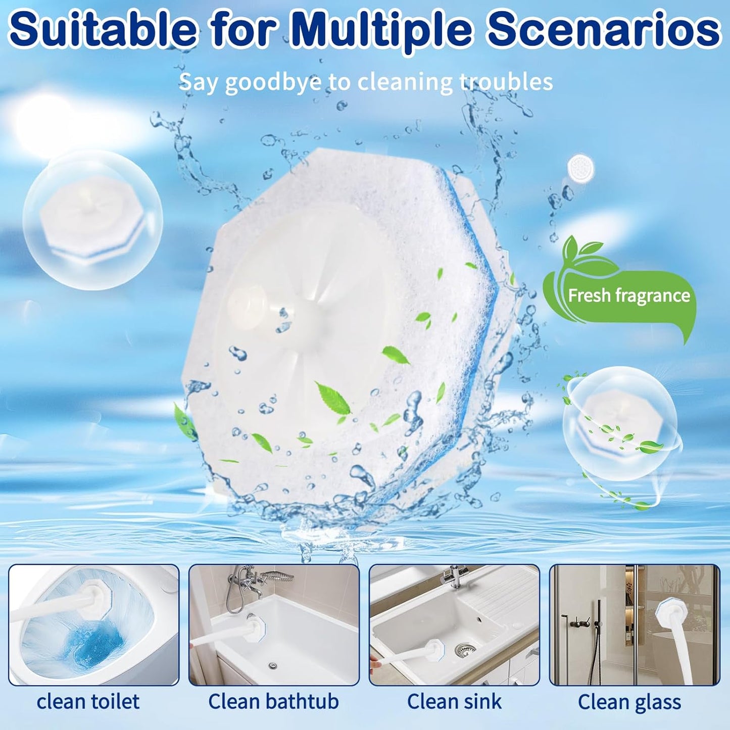 100 Count Toilet Wand Refills - Disposable Toilet Brush Refills with 5X Cleaning Power Toilet Bowl Cleaner, Replacement Heads for Toilet Cleaning, 360° Efficient Cleaning | No Falling Apart