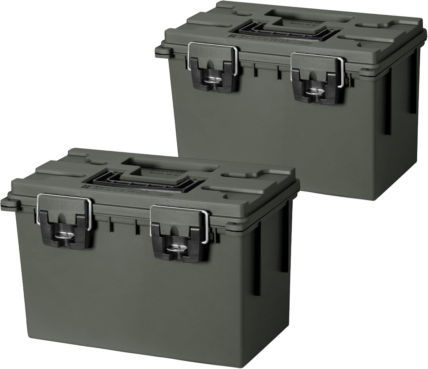 Sheffield 12774 XL Storage Bins With Lids, 2-Pack Stackable Storage Bins, Made in USA, Lockable and Water-Resistant Containers with Lids, Plastic Containers for Home, Classroom, and Dorm