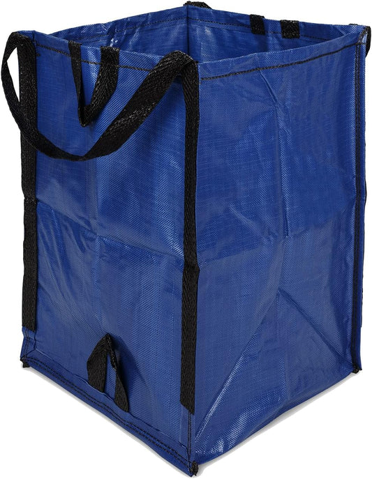 DURASACK Heavy Duty Home and Yard Bags 48-Gallon Reusable Self-Standing Lawn and Leaf Bags Garbage Can with Reinforced Handles, Blue, 3 Pack