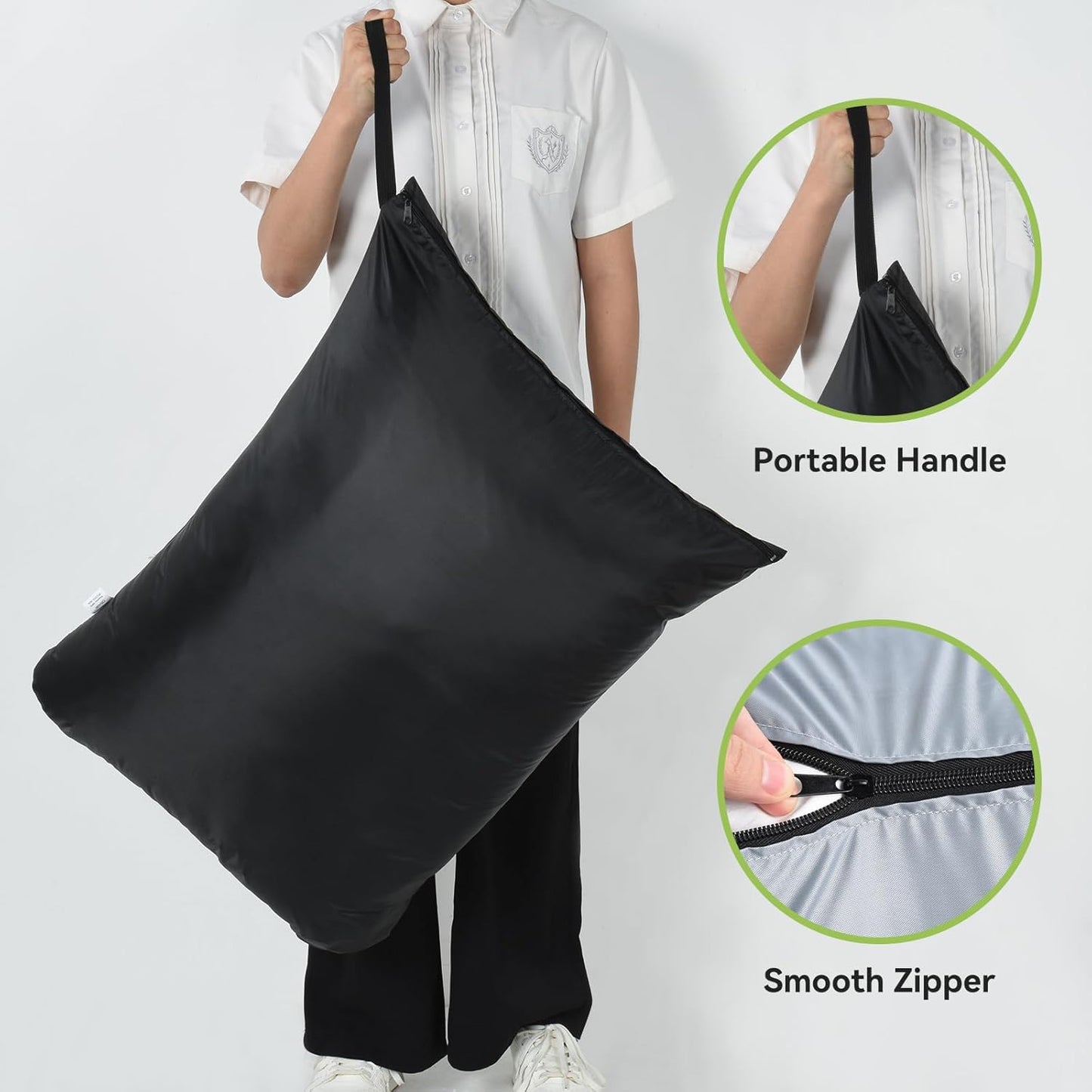 OTraki 2PCS Large Wet Bag 20x24 inch Waterproof Bag for Swimsuit Reusable Wet Dry Bag With Portable Handle & Zipper Wet Clothes Storage Gym Bag for Travel Gym Beach Pool Black & Grey
