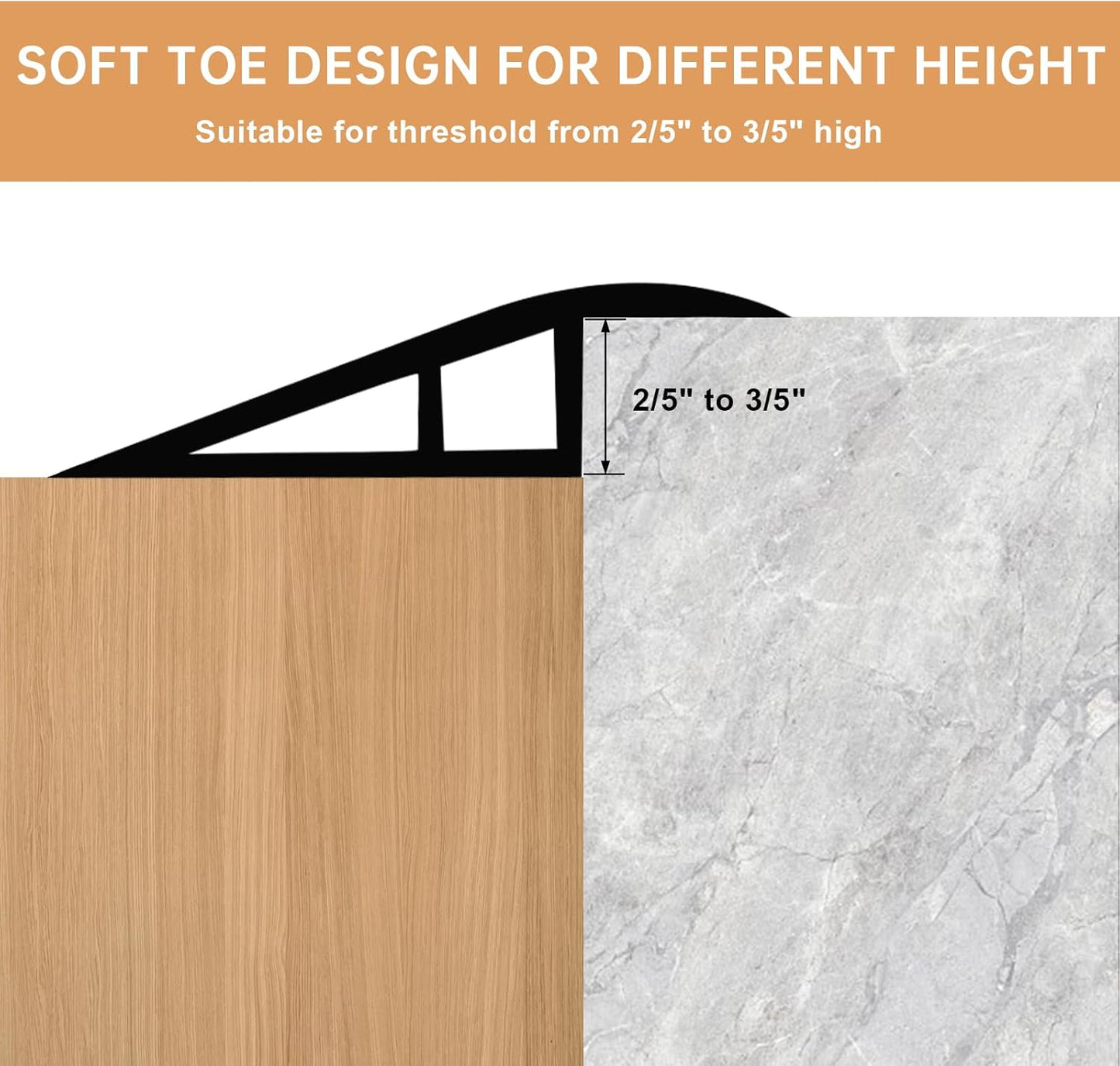 Vinyl Door Threshold Flooring Transition Strip Self Adhesive Carpet Edging Strip for Laminate Doorway Edge Threshold from 2/5" to 3/5" (Grayish Brown Wood Grain, 10 Ft)