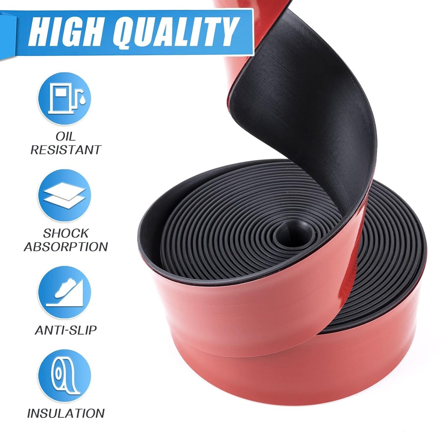 Neoprene Rubber Strips With Adhesive Backing - Self Stick Seal Gasket for Matting Padding - 2" Wide x 1/16" Thick x 20' Long