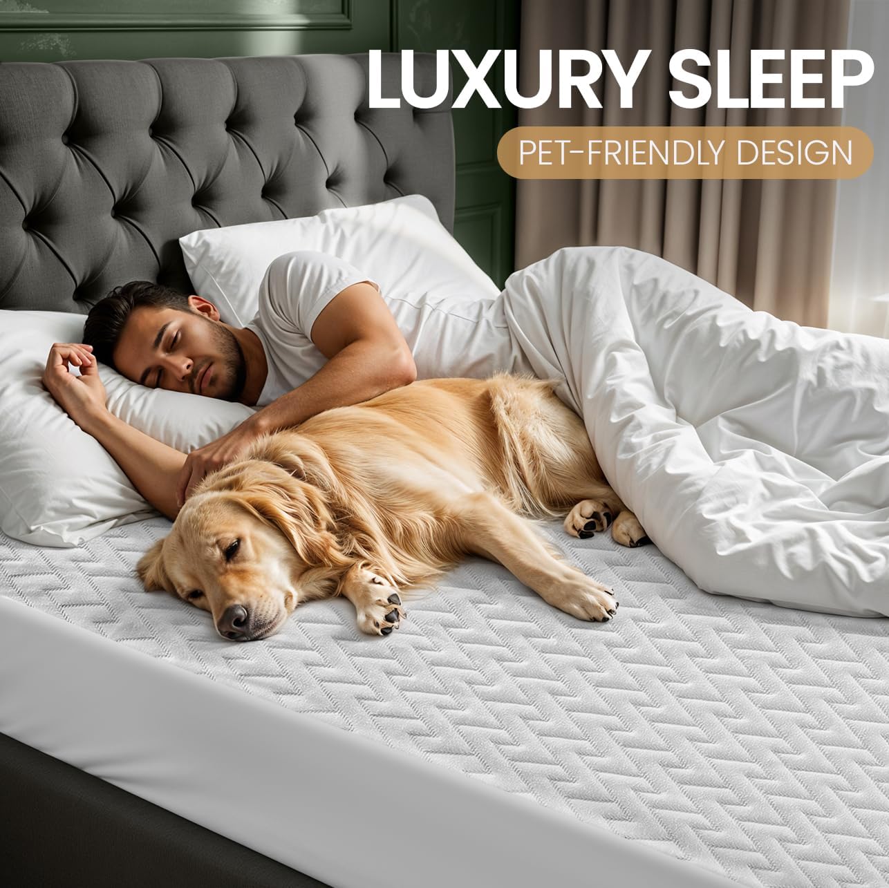 Utopia Bedding Waterproof Mattress Protector Queen Size, Premium 3D Air Soft Fabric Mattress Cover, Fits 17 Inches Deep, Breathable, Fitted Style with Stretchable Pockets