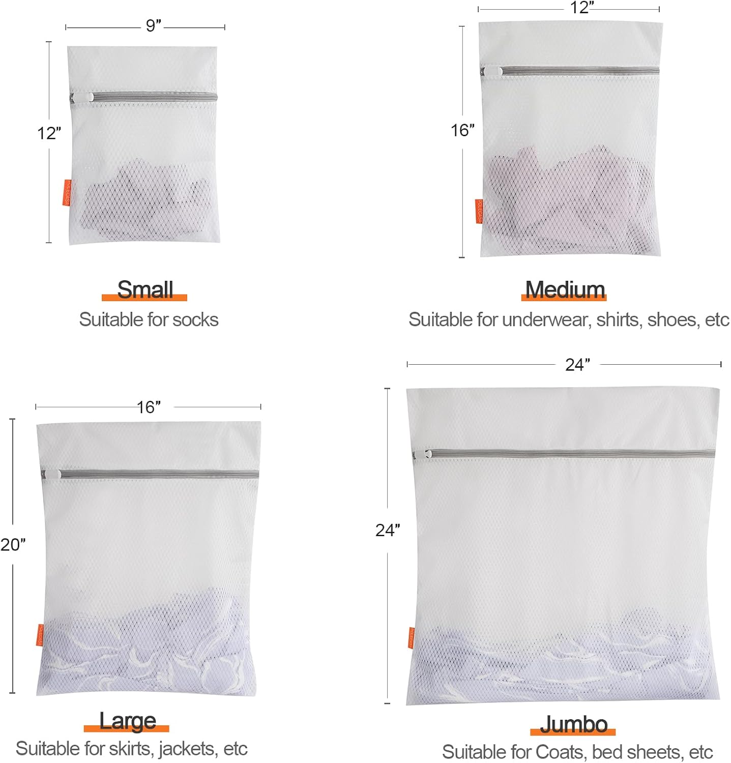 Polecasa 3Pcs 12 x 16 Inches Extra Durable 125g Diamond Mesh Laundry Bags with Sturdy Zipper for Delicates, Protect Clothes in Washing Machine, Laundry Room Essentials for College, Dorm (3 Medium)