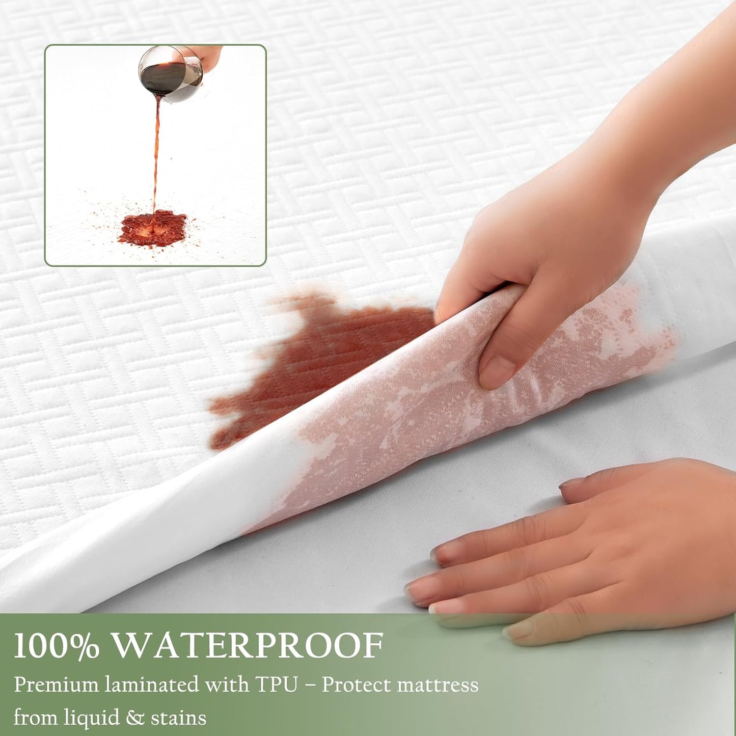 100% Waterproof King Mattress Protector, Breathable Bamboo Rayon Mattress Cover with 8”-21” Deep Pocket, Noiseless Cool 3D Air Mattress Cover, Hypoallergenic & Odor Resistant
