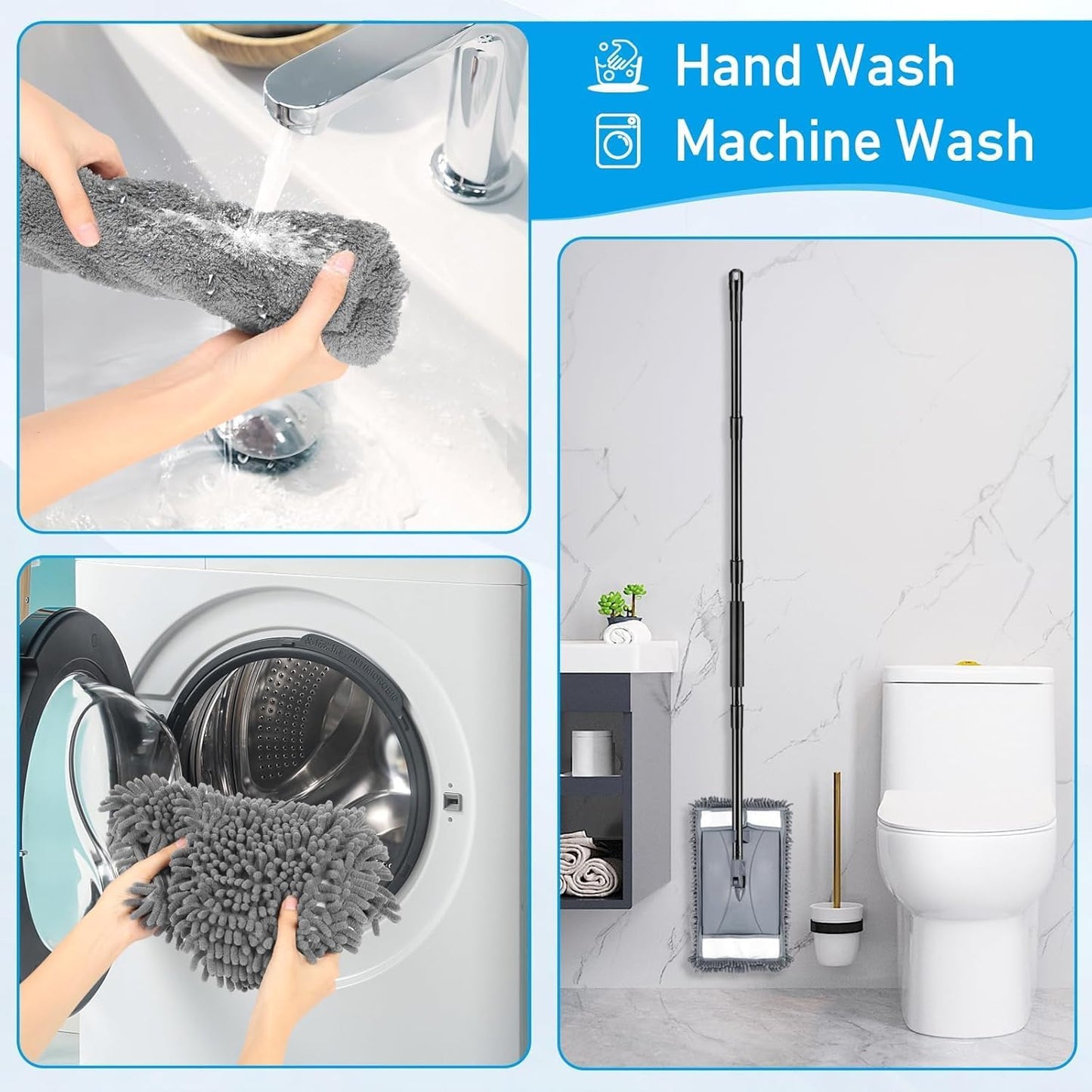 Microfiber Mop Replacemet Head for VOUBIEN Wall Cleaner Mop, 2Pack Reusable Mops Head for Washing Walls Floor Cleaning, Fit ASIN B0DG4LV7SJ