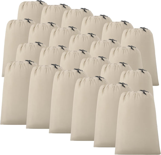 ZPECC Travel Laundry Bag 24 Pack,Bulk Extra Large Heavy Duty Bags, Durable Dirty Clothes Organizer With Drawstring, Fit a Basket or Hamper (40" X 30",Khaki)