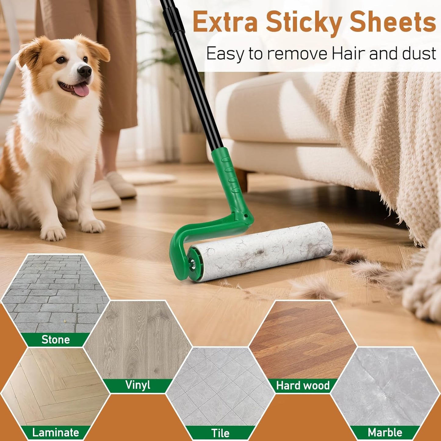 Large Lint Roller Refills for Lint Remover,4 Pack 10 Inch Big Lint Roller Refill Compatible with Evercare Mega Roller Cleaning for Carpets, Furniture, Pet Hair