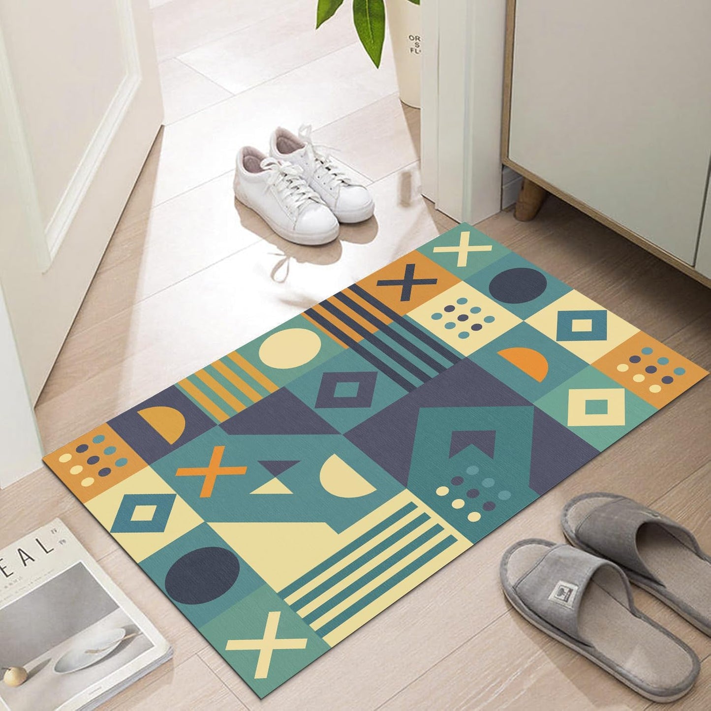 Ultra Thin Door Mat Indoor Entrance, 1/10 in Thin Door Mats for Inside Entry, Non-Slip Rubber Backing Washable Doormat, Fade Resistant, Absorbent, Low Profile Dirt Trapper, 30"X17"