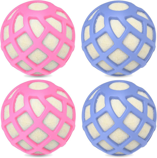 Dryer Balls – Patented Silicone Guard, Natural Wool Core, Super Anti-Tangle & Saves Drying Time, Reduces Static & Noise, Natural Fabric Softener, XL 3" (Pink Light Blue, Pack of 4)