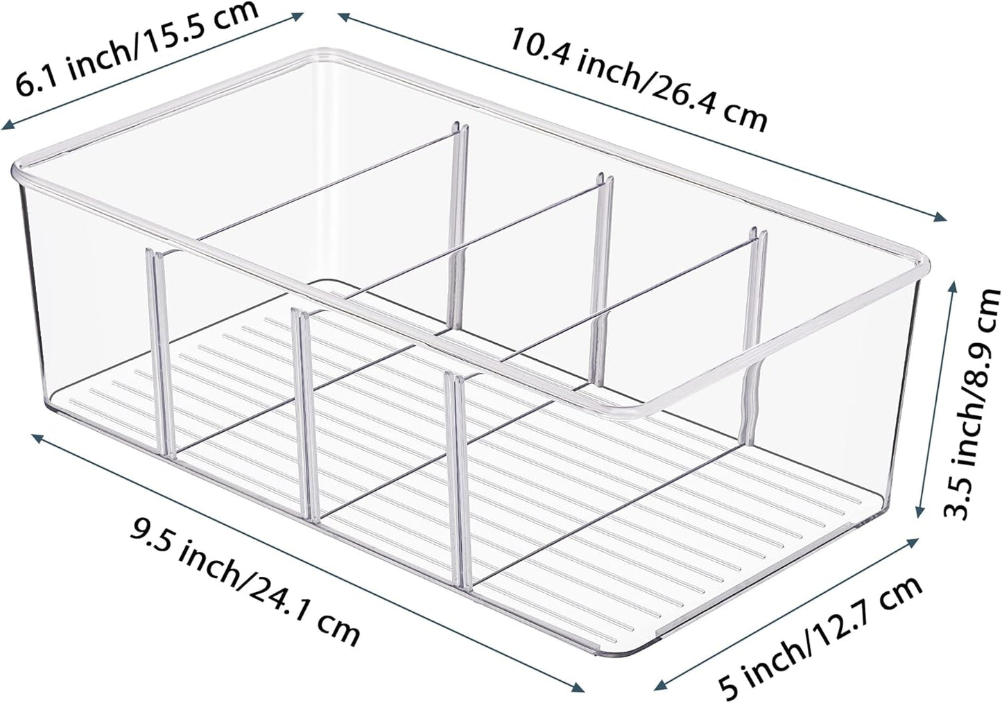 Vtopmart 8 Pack Food Storage Organizer Bins, Clear Plastic Bins for Pantry, Kitchen, Fridge, Cabinet Organization and Storage, 4 Compartment Holder for Packets, Snacks, Pouches, Spice Packets