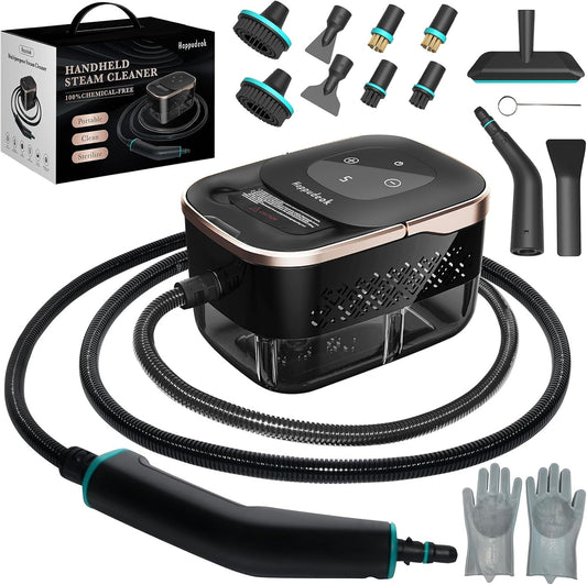 Steam Cleaner,15s Heat-Up 42.27oz Tank,2500w Handheld Steam Cleaner for Home with 15 pcs Accessories,Portable Steamer for Cleaning,kitchens,Grease,bathrooms,Grout,Tile,Bed Bugs,Floor,Couch and Car