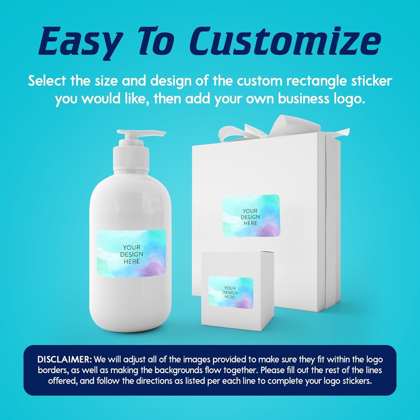 5-1000 Custom Vinyl Stickers - Upload Your own Image, Text, Design, Logo - Personalized Logo Labels for Handmade, Packaging, Bottle, Jars, Candle, Brand Stickers (Sky Blue, 3x2)