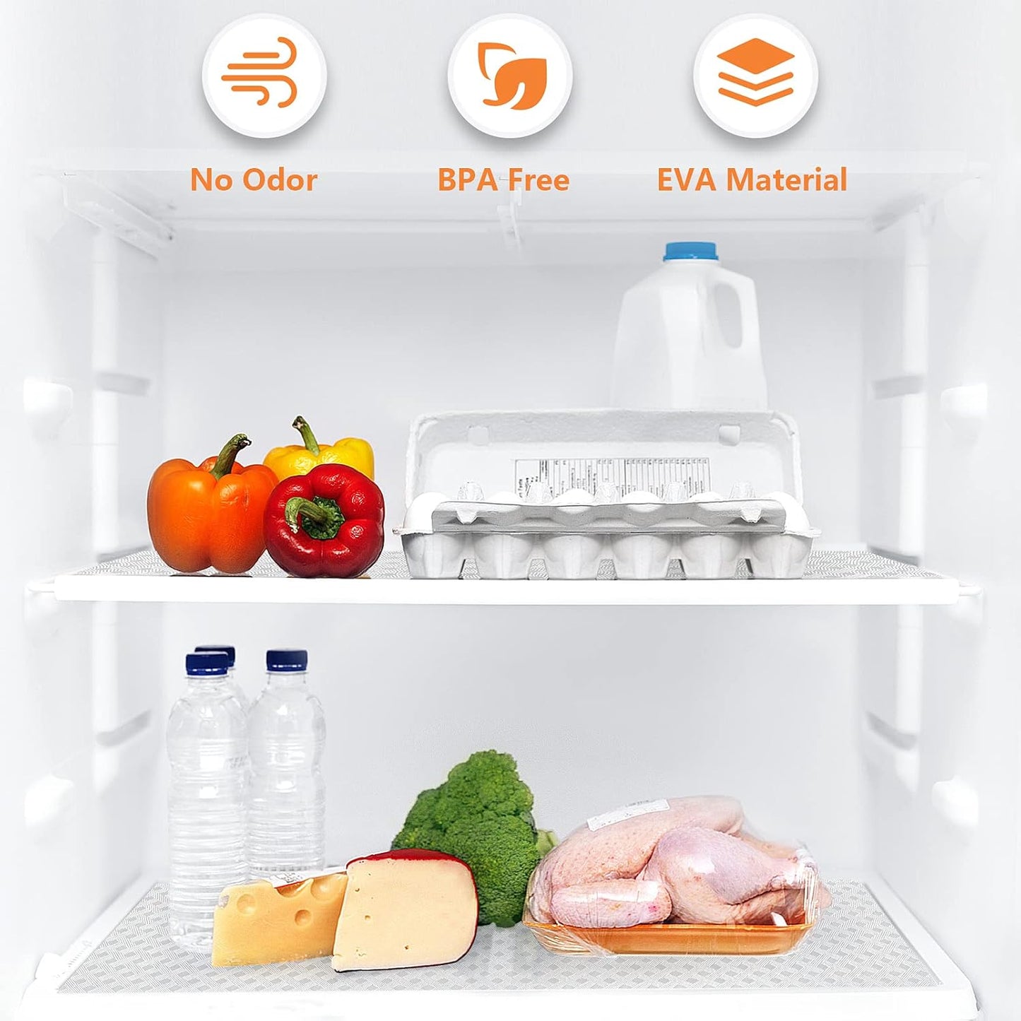 Shelf Liners for Kitchen Cabinets Refrigerator Liners Waterproof Kitchen Cupboard Liner Non-Slip Drawer Mats EVA Material Non Adhesive Fridge Liner for Shelves - Clear（17.5 x 236.2 Inches x 2 Rolls