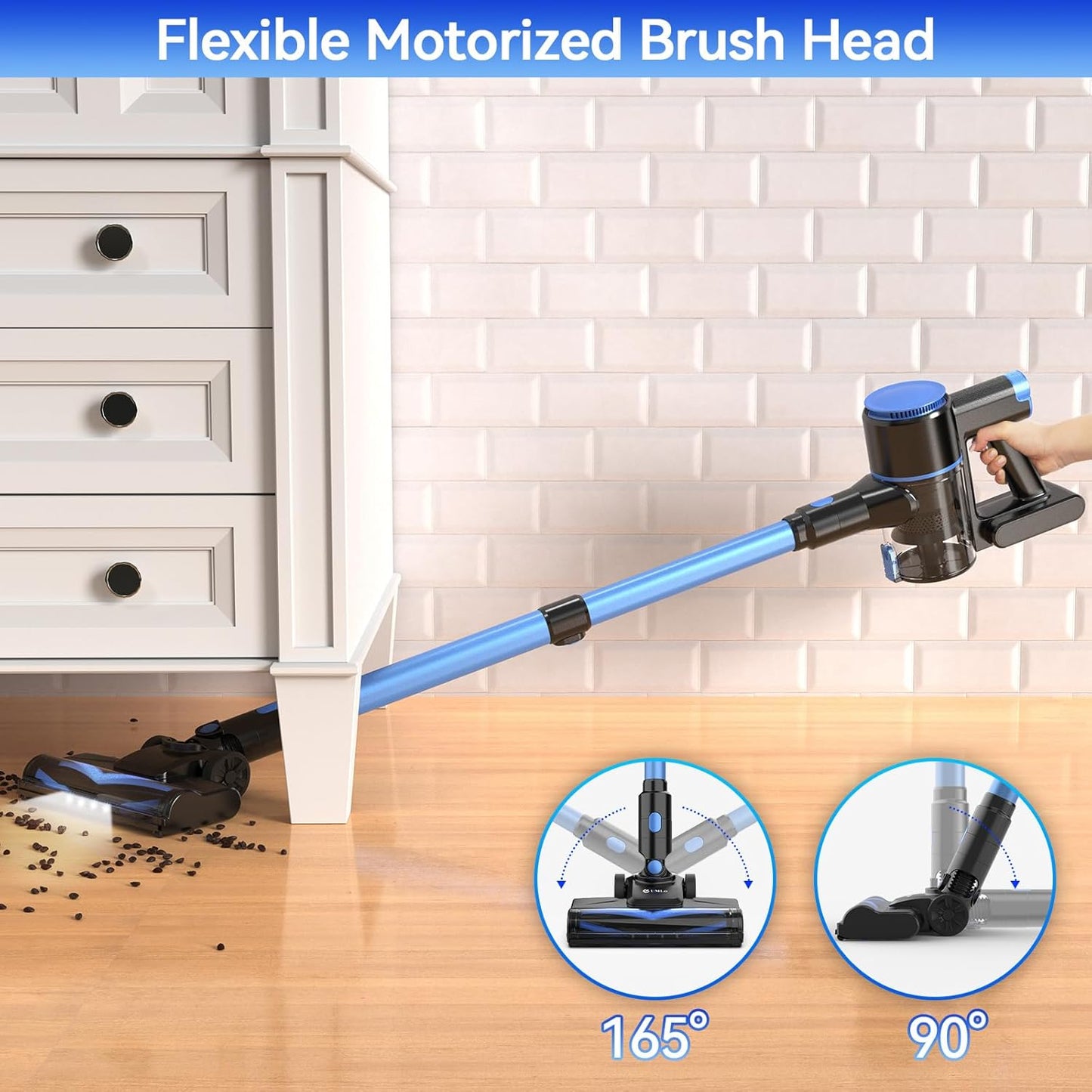 N8 Cordless Vacuum Cleaner, Lightweight Stick Vacuum with Powerful Suction, 2200mAh Battery, 40 Mins Runtime, Self-Standing, Rechargeable Vacuum Cleaners for Home Hardwood Floor Carpet Pet Hair