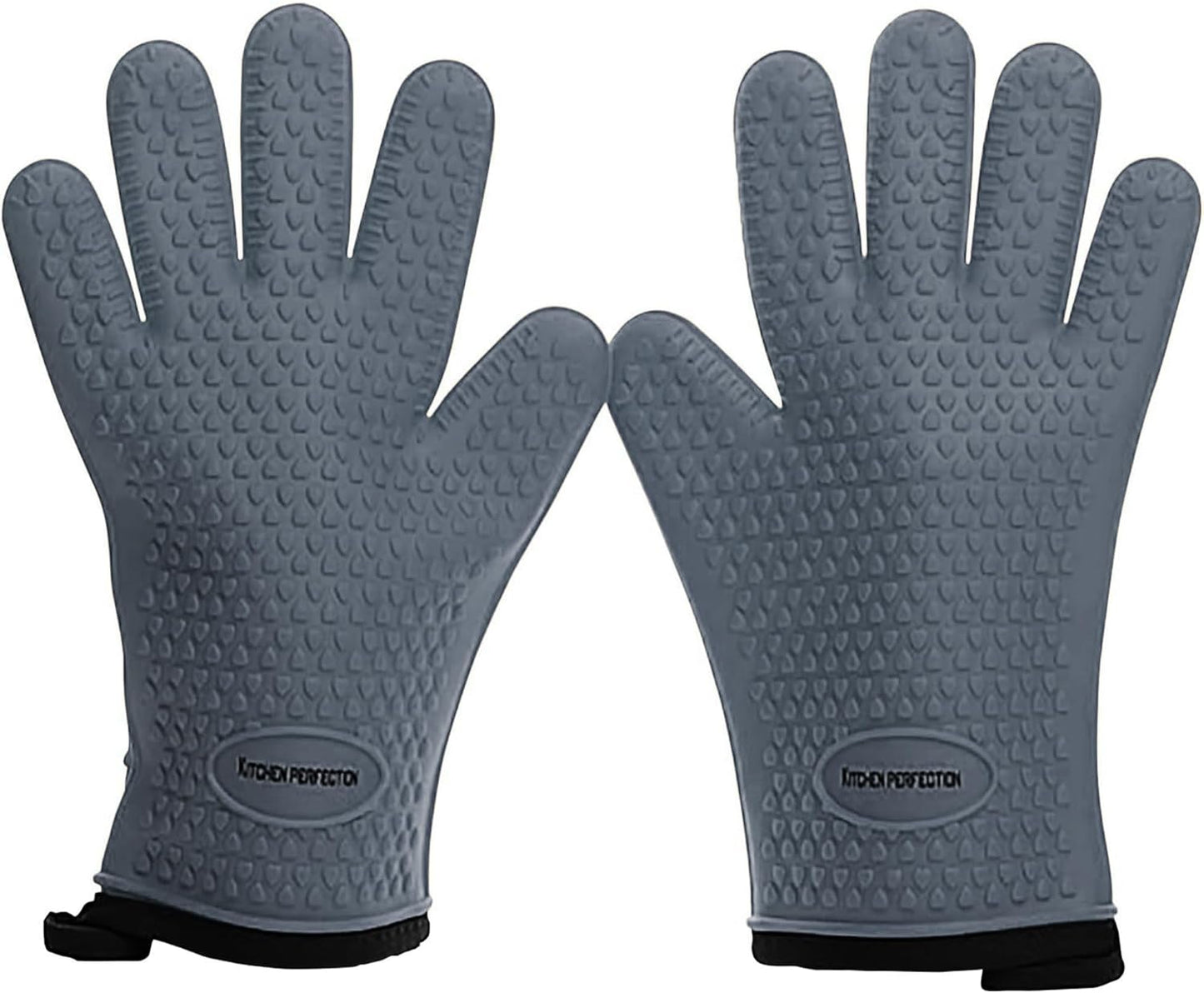 KITCHEN PERFECTION S Silicone Smoker Oven Gloves for Women -Extreme Heat Resistant BBQ Gloves -Handle Hot Food Right on Your Grill Fryer |Waterproof Oven Mitts Cooking Gloves |Superior Set+3 Bonuses