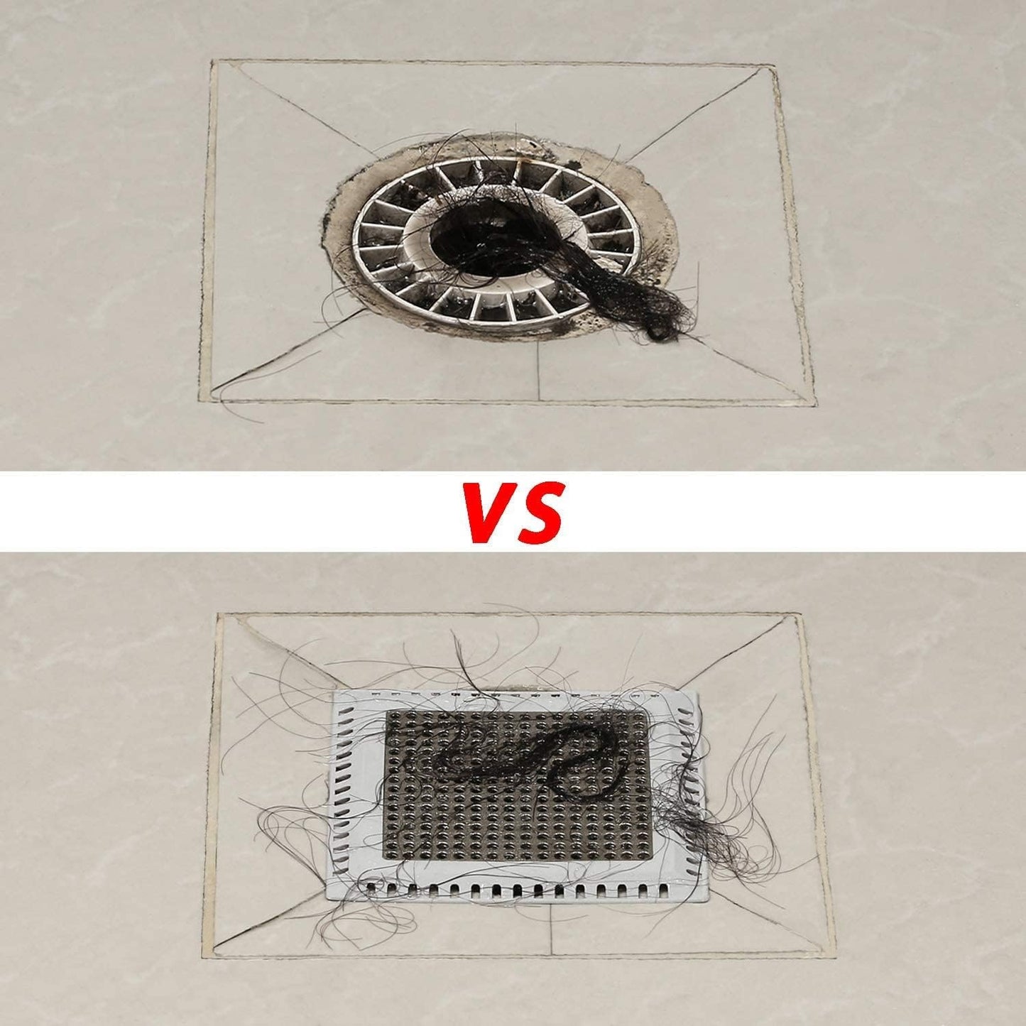 Shower Drain Hair Catcher/Drain Strainer/Shower Drain Cover for Bathroom Floor Drain, Stainless Steel and Silicone (6 inch, Black)