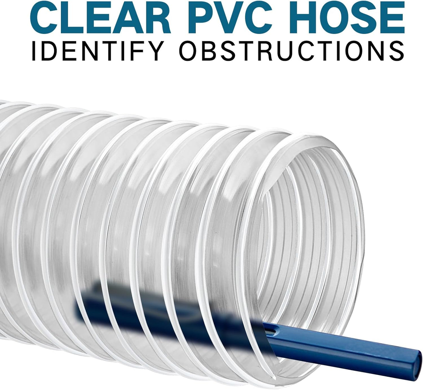 Heavy PVC Dust Collection Hose 5" x 10', Puncture Resistant PVC Dust Collection Hose with Carbon Steel Wire Coil for Woodworking, Workshops, Dust Collectors