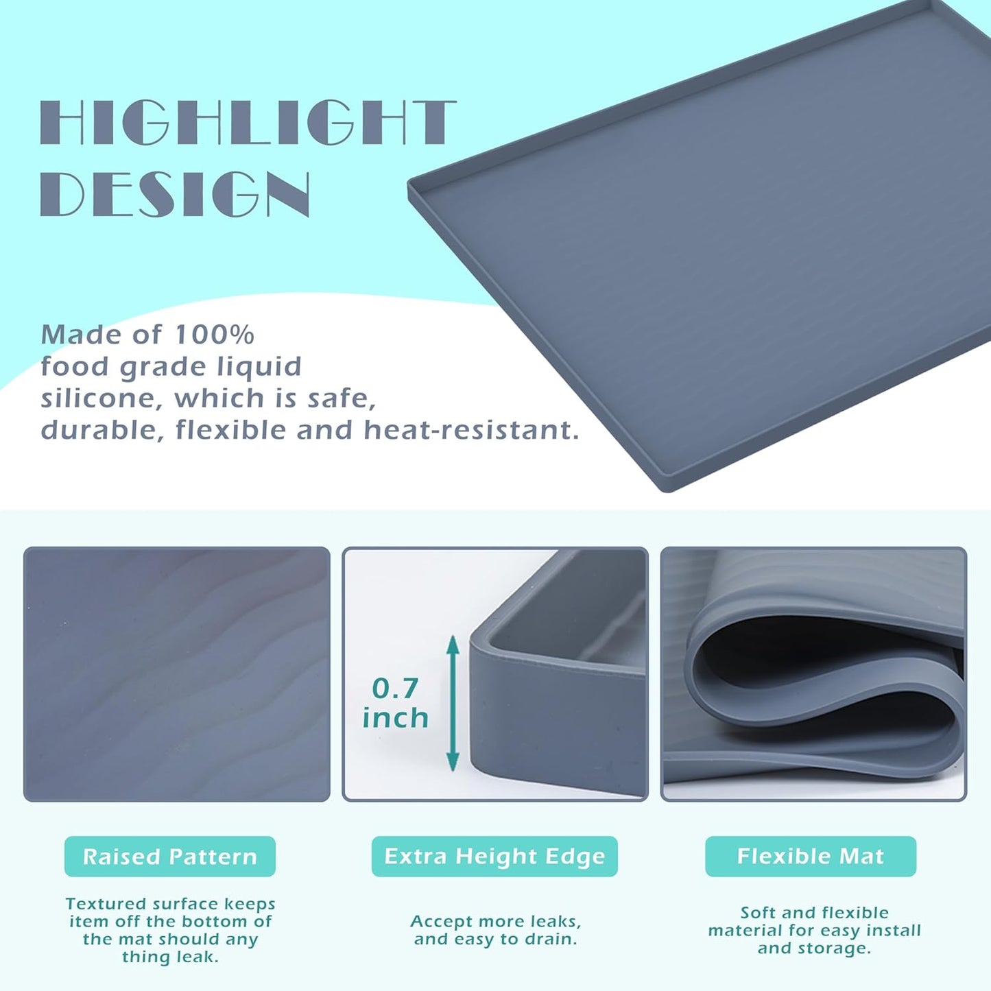 URMONA Waterproof Silicone Under Sink Mat 34'' x 22'' Shelf Liner for Kitchen and Bathroom, Cabinet and Counter Protector, Storage and Organizers, Litter Mat, Pet Cat Puppy Essentials(Cream)