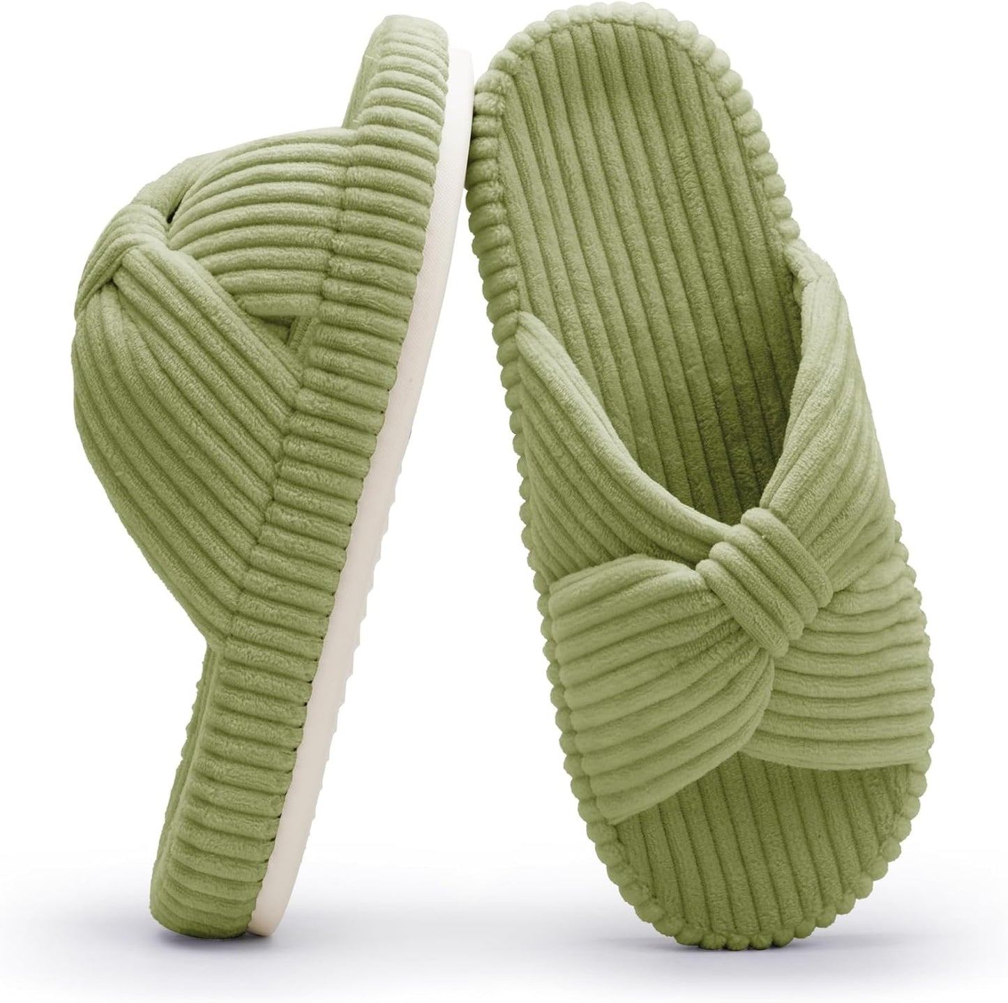 Chantomoo Slippers for Women Memory Foam House Bedroom Corduroy Bow Crossbands Slide Slipper Shoes Comfy Trendy Gift Slippers