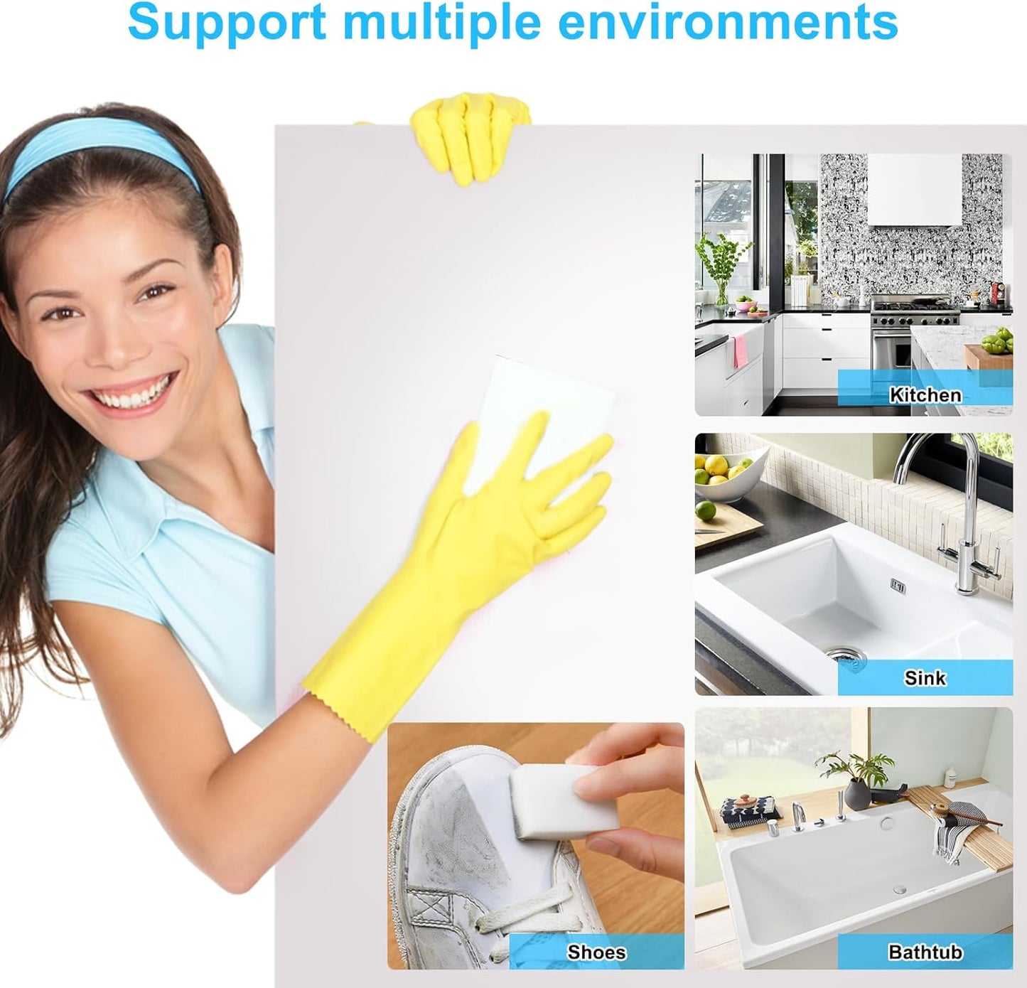 50 Pack Magic Sponge Eraser,Multi-Functional Household Cleaning Kitchen Dish Sponge for Furniture,Extra Thick and Long Lasting Melamine Cleaning Sponges for Bathroom,Bathtub, Sink,Wall Cleaner (50)