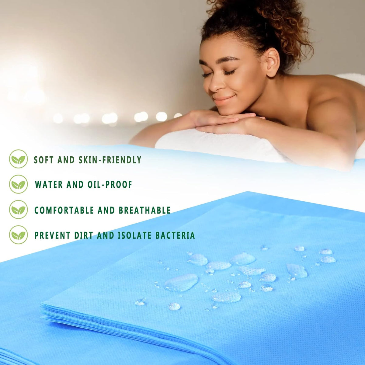 Disposable Bed Sheets 200 Pcs 31" x 71" Massage Table Sheets Non Woven Fabric SPA Bed Cover Breathable for Massage Beauty Tattoos(Blue)