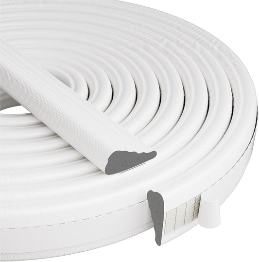 Wedge-Shape Window Weather Stripping Door Frame Seal Strip 2Pcs×196" White,Upgrade Black Foam,Soundproofing,Draft Stopper,Winter Insulation,Noise Blocker, Gap Filler for Exterior Front Door Side