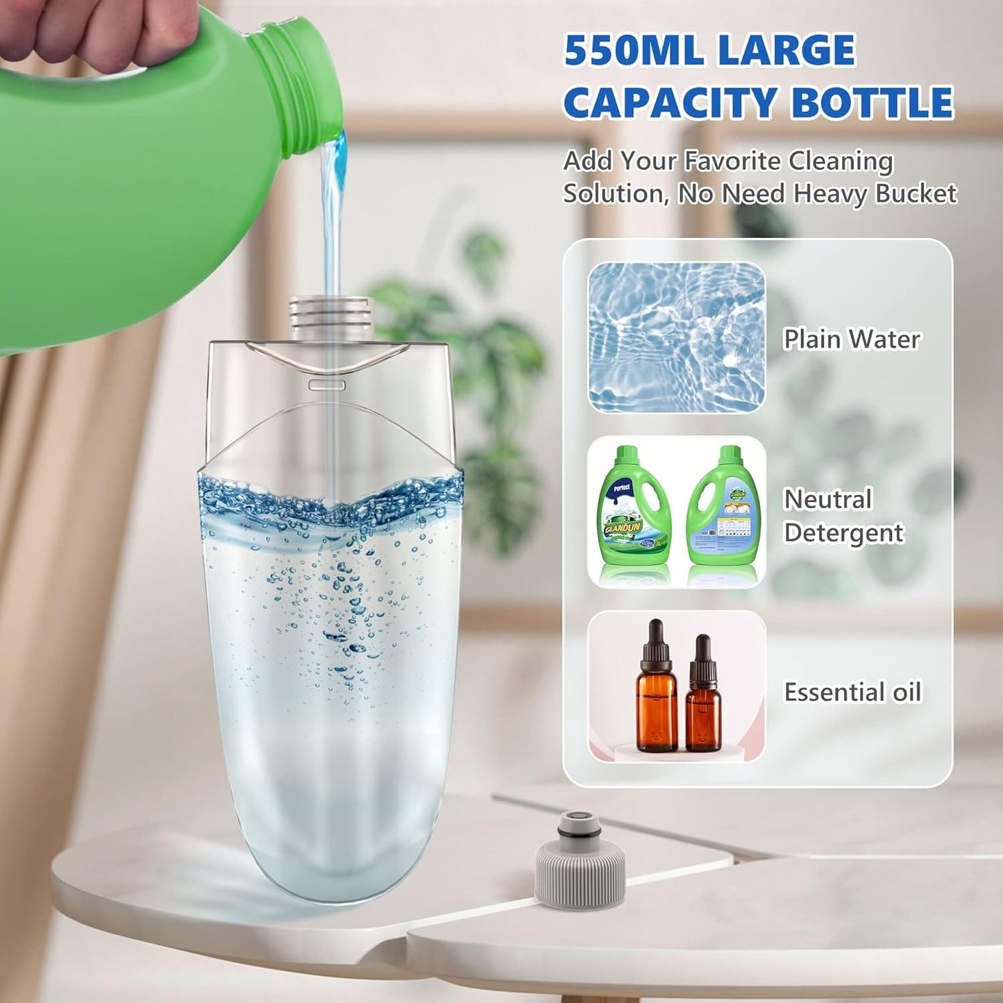 Spray Mops for Floor Cleaning - BPAWA Microfiber Floor Mop Flat Wet Mop Dry Dust Mop for Hardwood Laminate Wood Tile Vinyl Kitchen Bathroom Floors with 4 Washable Pads Reusable 550ML Refillable Bottle