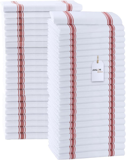 Dish Towels Set (Value Pack of 45) Size 15x25 Inch, 100% Cotton Soft & Absorbent Linen Kitchen Towels, Tea Towels, Reusable Cleaning Cloths for Household Cleaning (Red)