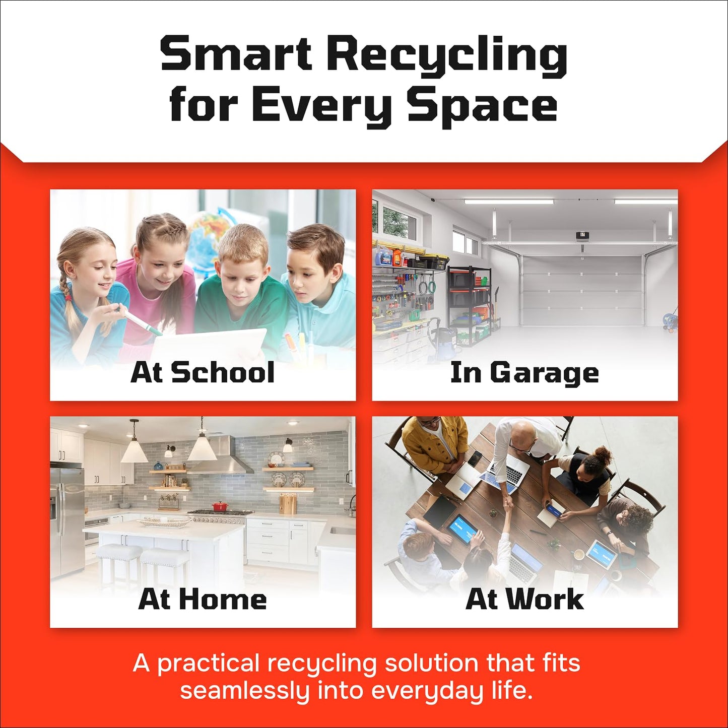 Multi Recycling Bin System with Three Stacking 6 Gallon Bins with Carrying Handles, Stackable and Compact for Offices, Homes, Garages, Businesses - (Grey, 6 Pack)