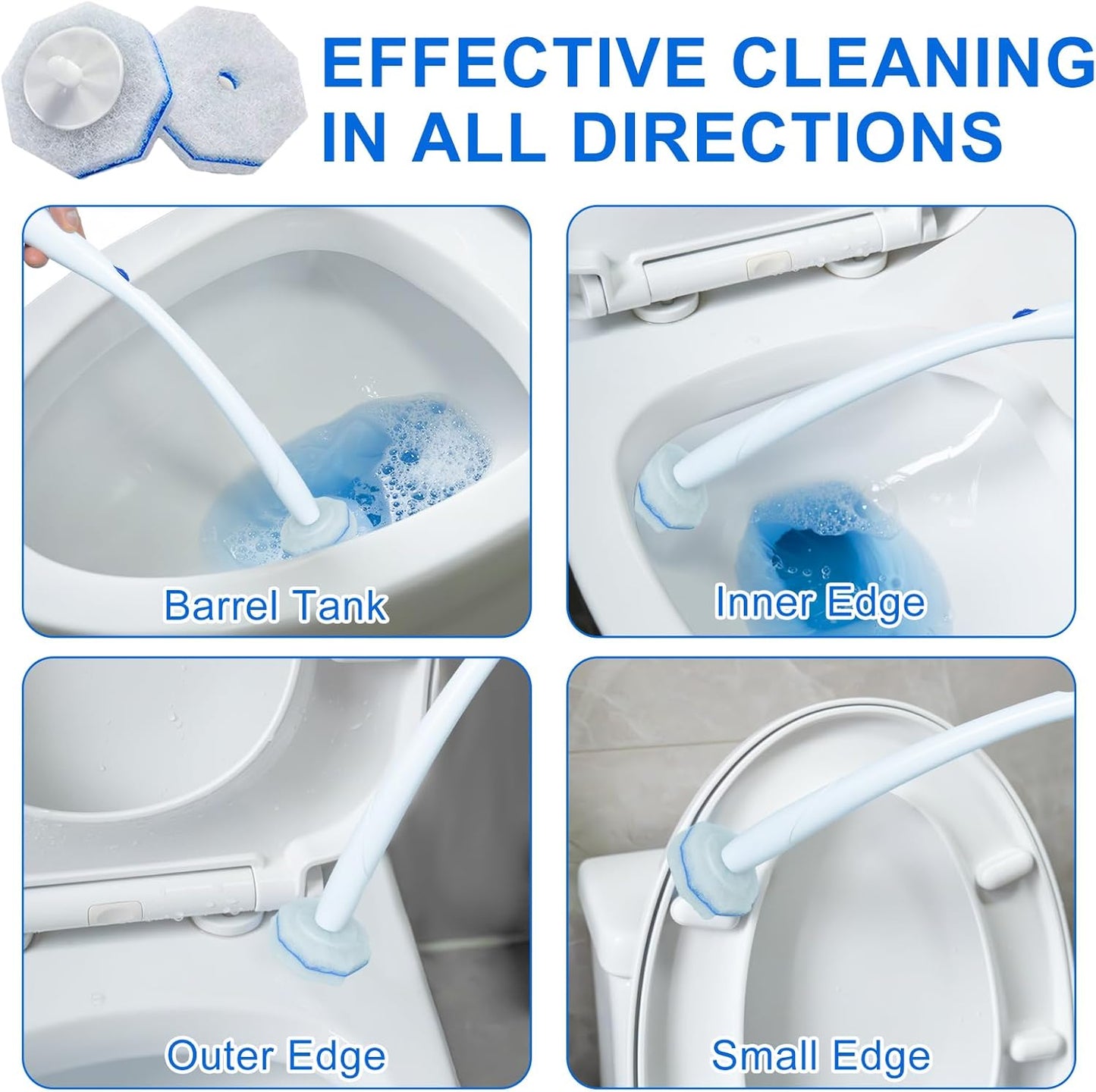 60pcs Disposable Toilet Wand Refills,Replacement Brush Heads Compatible With Most Toilet Wand Refill System,Upgrade Fiber Cleaner Heads for Closestool Cleaning.（not included brush rod）